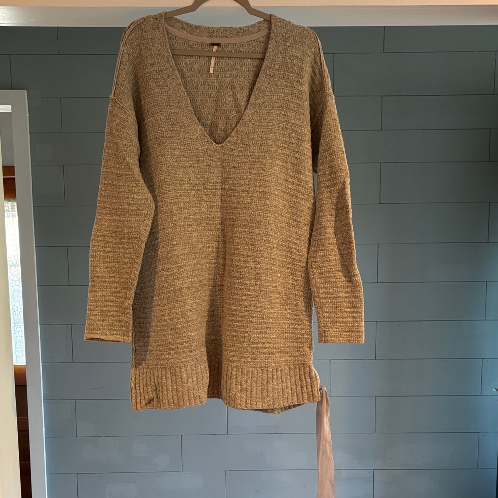 Free People Heart It Grey Lace Up Sweater